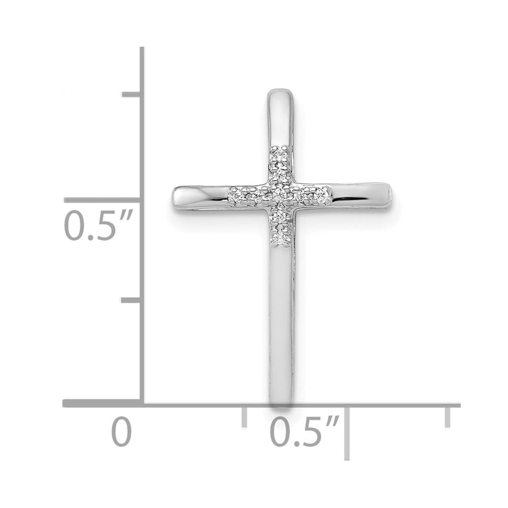 10K White Gold Polished Medium .03ct. Diamond Cross Chain Slide