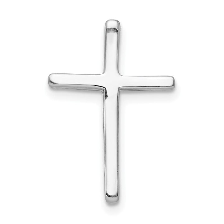 10K White Gold Polished Medium .03ct. Diamond Cross Chain Slide