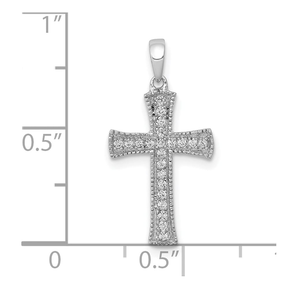 10K White Gold Polished Medium 1/10 ct Diamond Cross Pendant