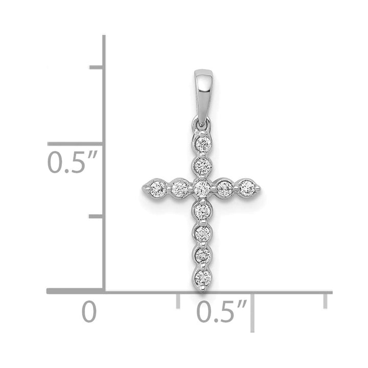 10K White Gold Polished Medium 1/10 ct Diamond Cross Pendant