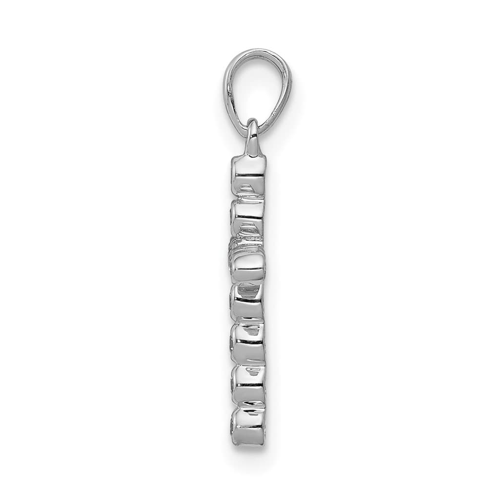10K White Gold Polished Medium 1/10 ct Diamond Cross Pendant