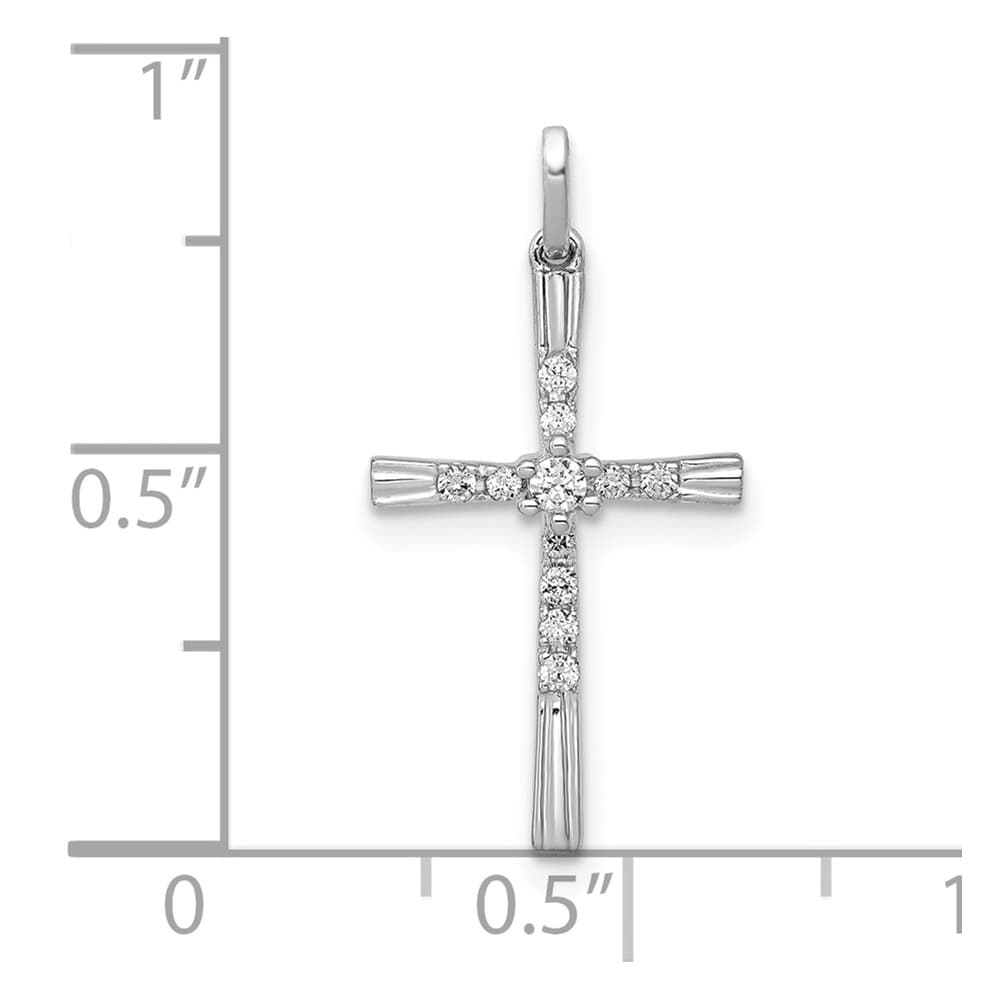 10K White Gold Polished Medium 1/10 ct Diamond Cross Pendant