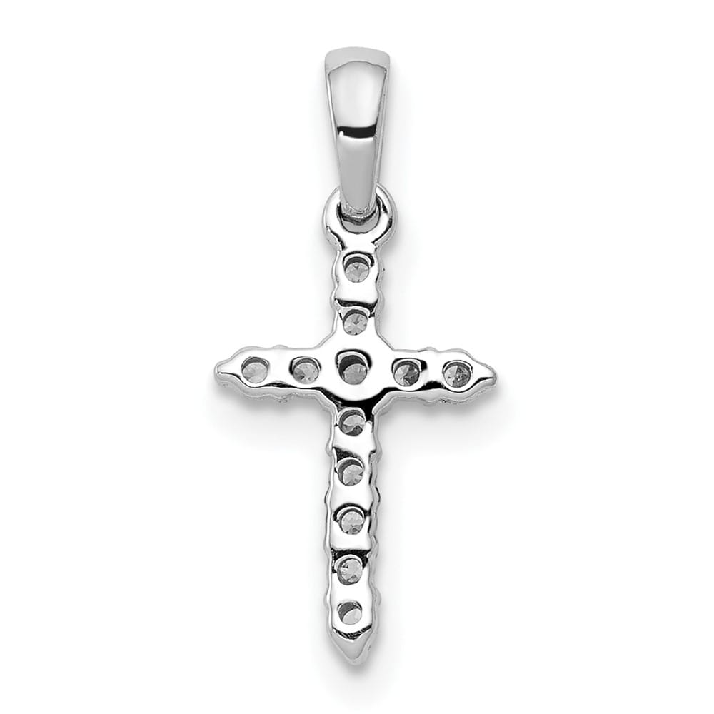 10K White Gold Polished Medium 1/10 ct Diamond Cross Pendant
