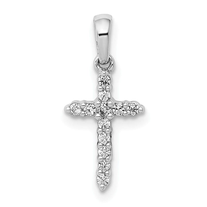 10K White Gold Polished Medium 1/10 ct Diamond Cross Pendant