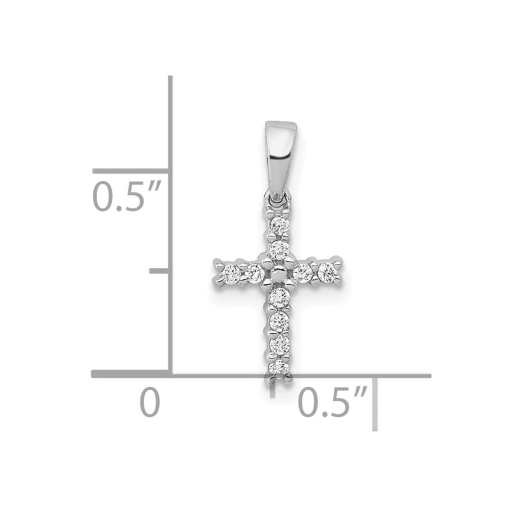 10K White Gold Polished Medium 1/10 ct Diamond Latin Cross Pendant
