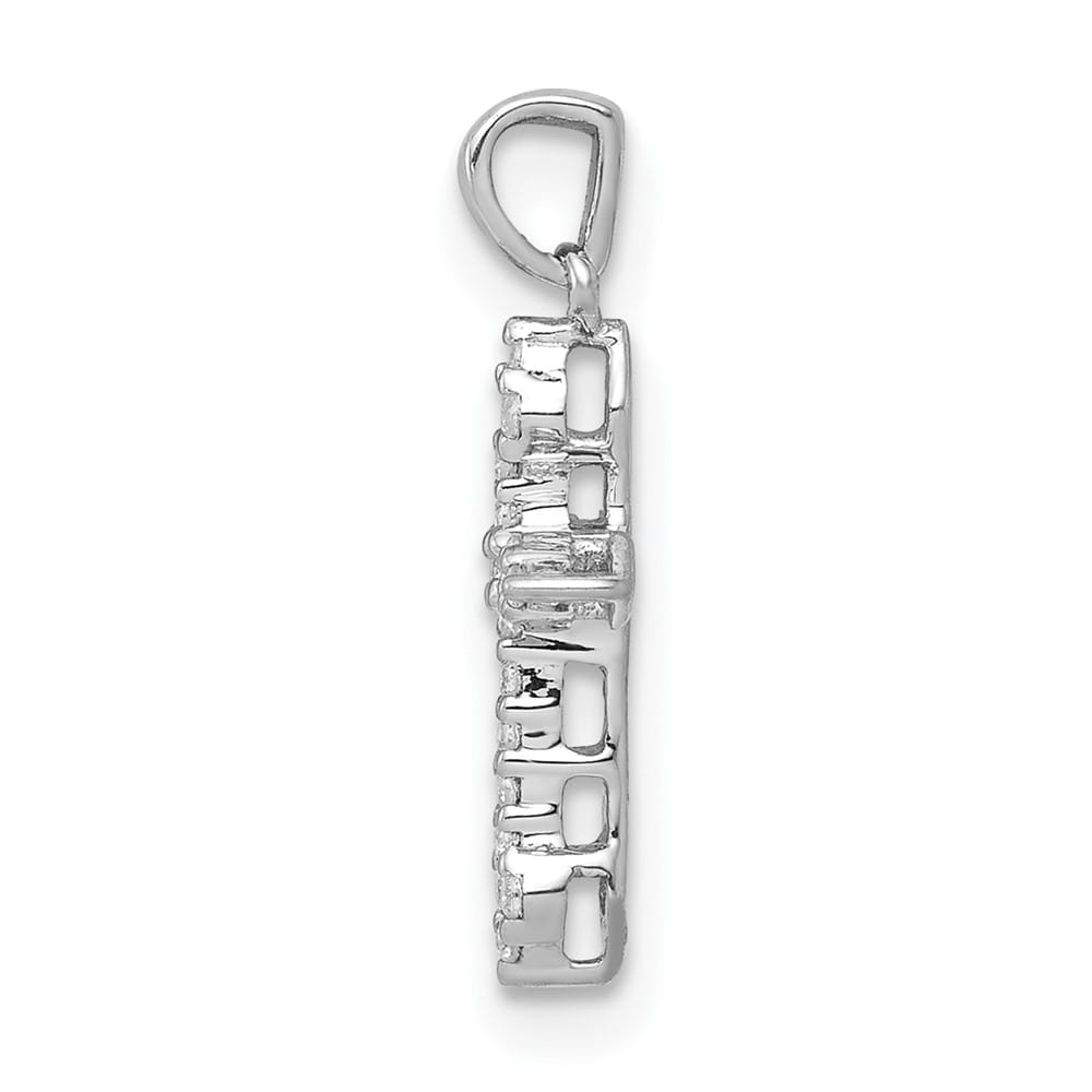 10K White Gold Polished Medium 1/15 ct Diamond Cross Pendant