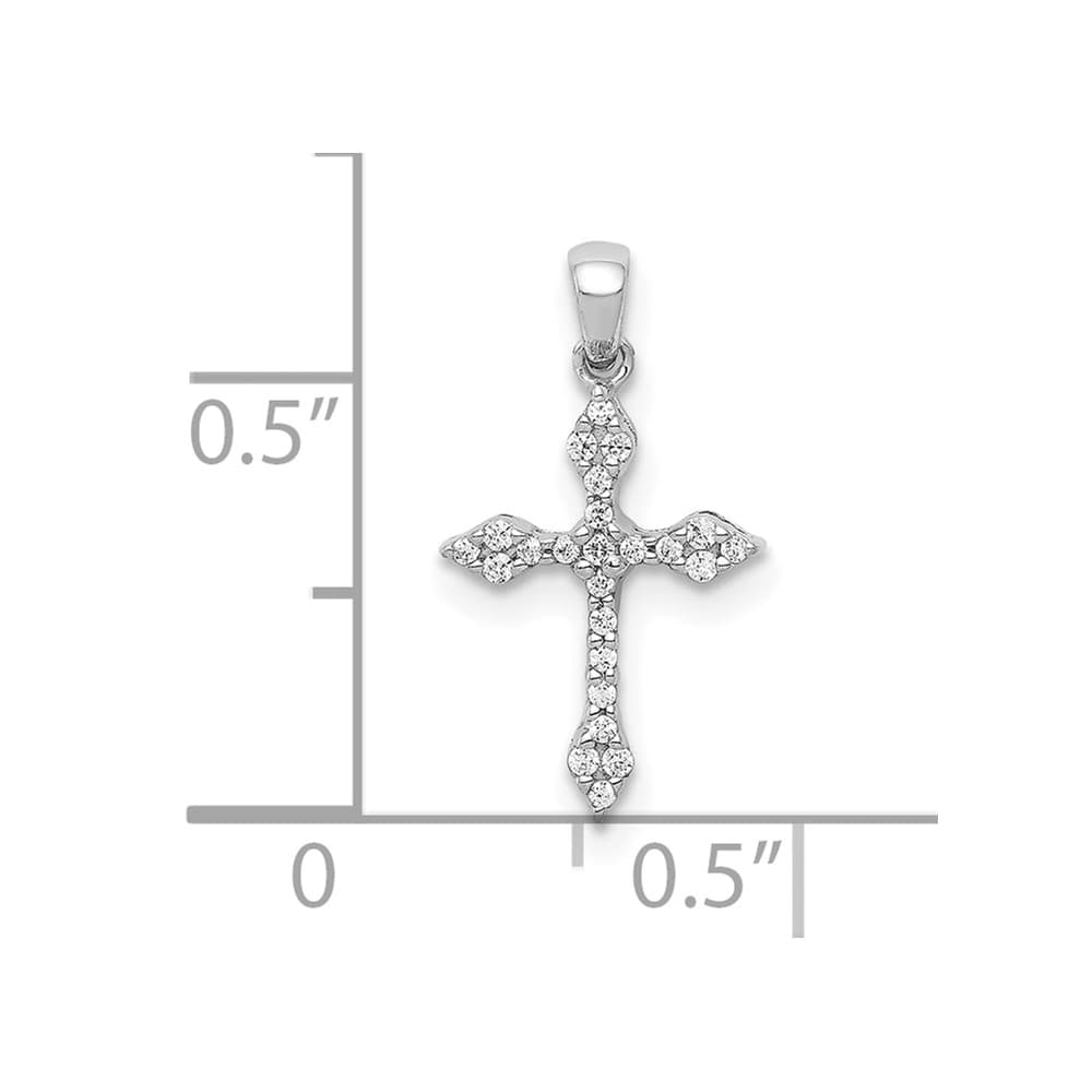 10K White Gold Polished Medium 1/15 ct Diamond Cross Pendant
