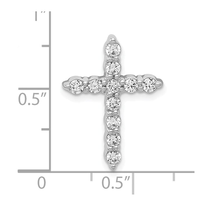 10K White Gold Polished Medium 1/2 ct Diamond Cross Chain Slide