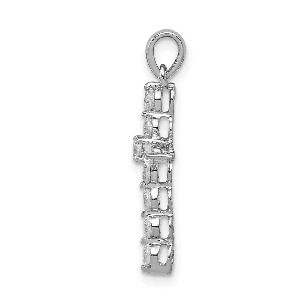10K White Gold Polished Medium 1/2 ct Diamond Cross Pendant