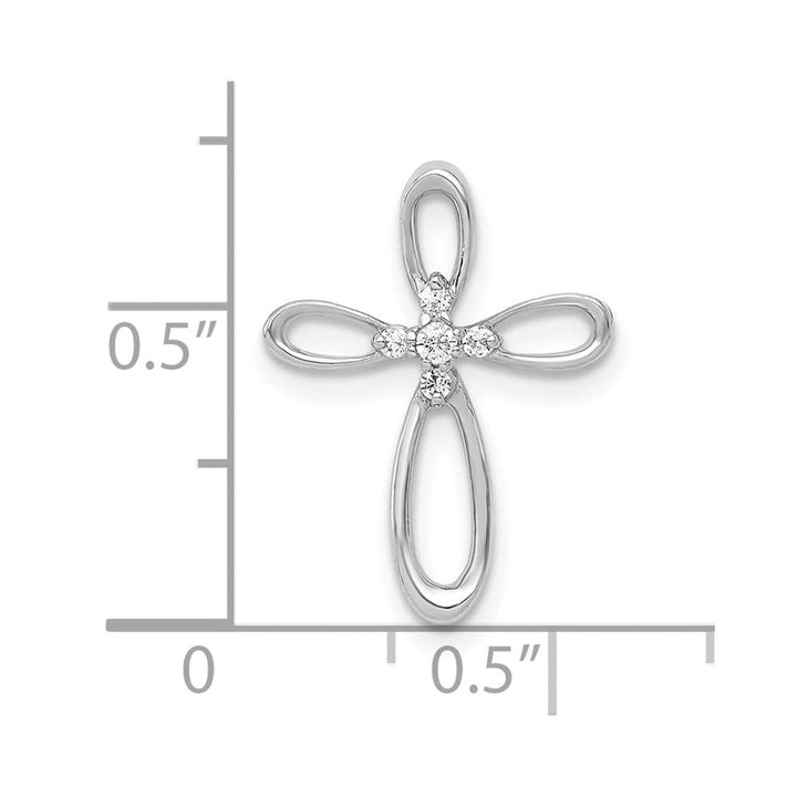 10K White Gold Polished Medium 1/20 ct Diamond Cross Chain Slide