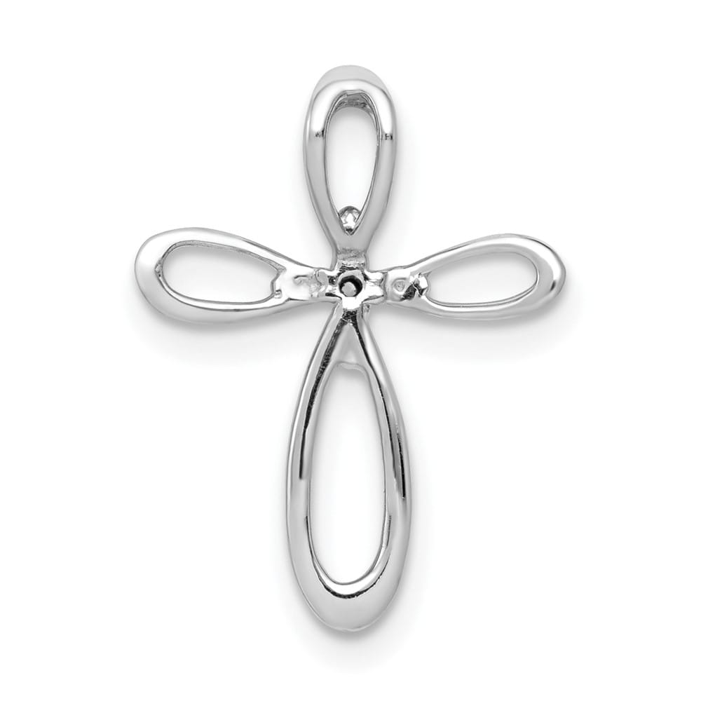 10K White Gold Polished Medium 1/20 ct Diamond Cross Chain Slide