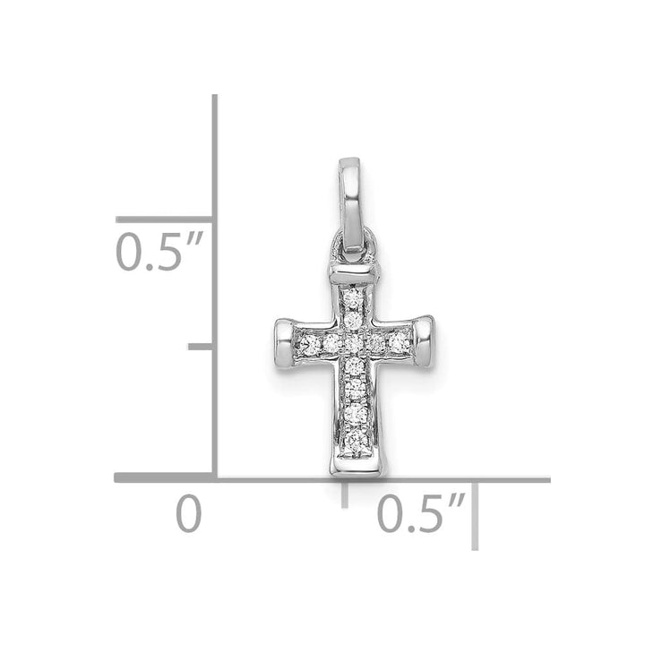 10K White Gold Polished Medium 1/20 ct Diamond Latin Cross Pendant