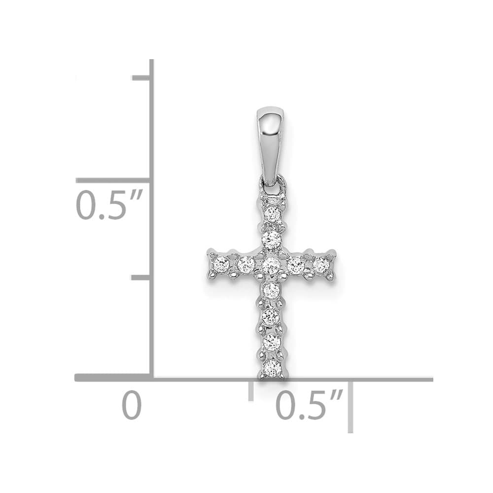 10K White Gold Polished Medium 1/20 ct Diamond Latin Cross Pendant