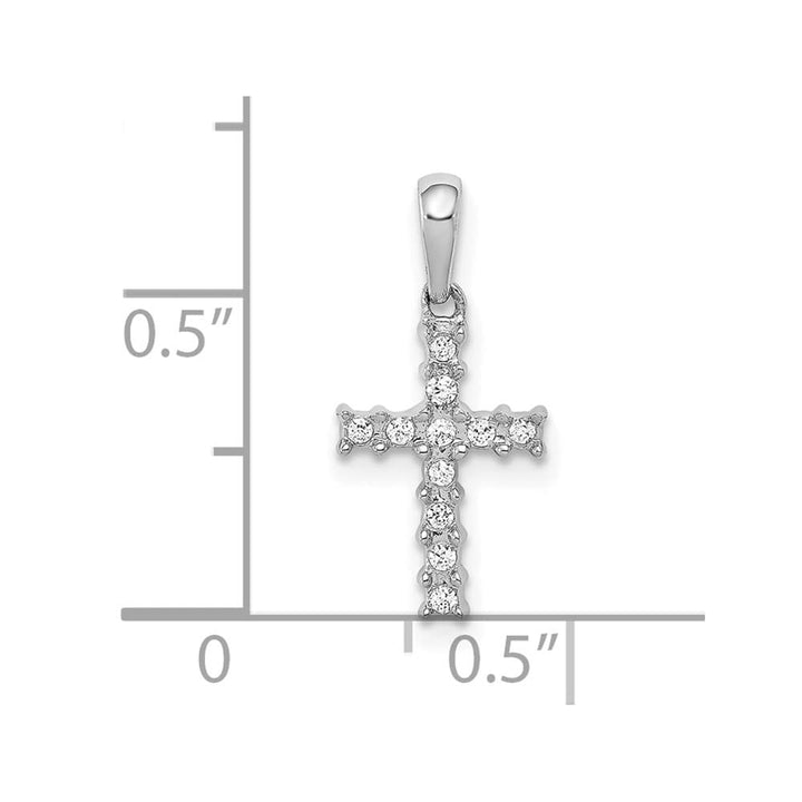 10K White Gold Polished Medium 1/20 ct Diamond Latin Cross Pendant