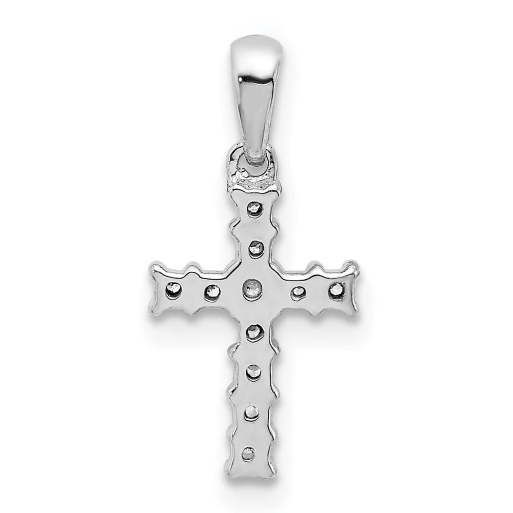 10K White Gold Polished Medium 1/20 ct Diamond Latin Cross Pendant