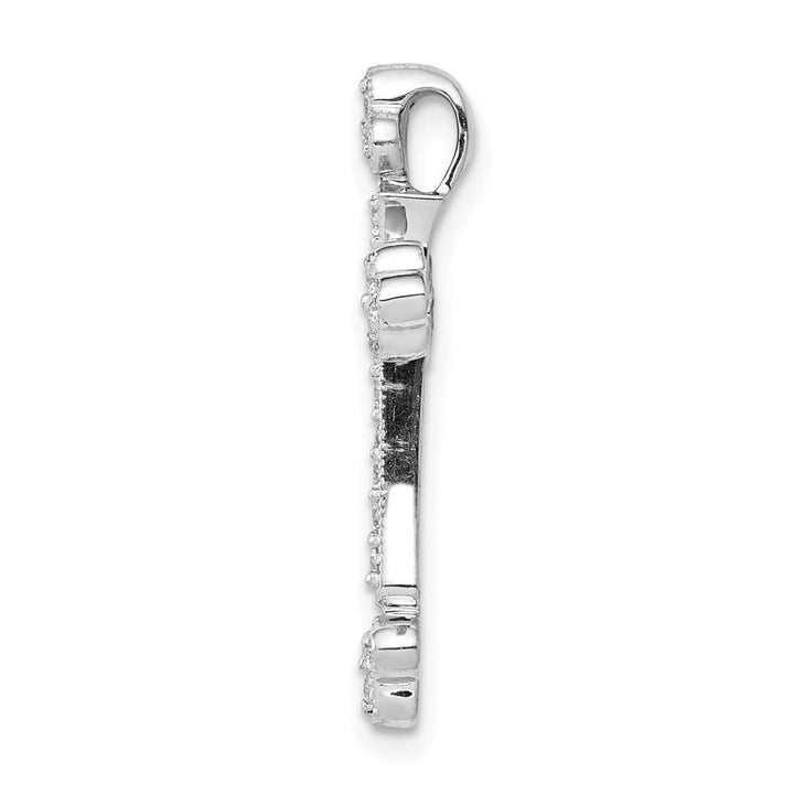 10K White Gold Polished Medium 1/4 ct Diamond Budded Cross Chain Slide