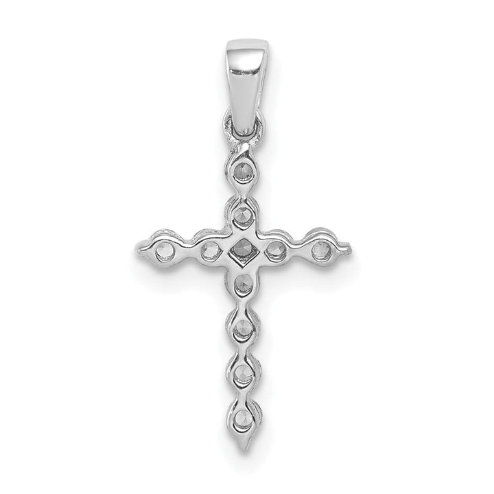 10K White Gold Polished Medium 1/4 ct Diamond Cross Pendant