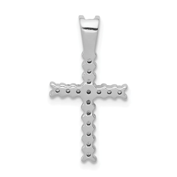 10K White Gold Polished Medium 1/4 ct Diamond Latin Cross Pendant