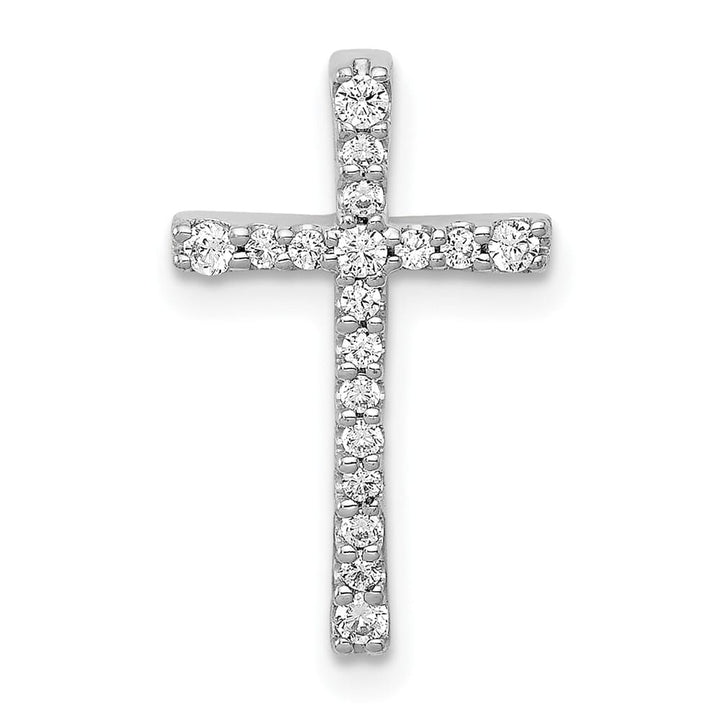 10K White Gold Polished Medium 1/5 ct Diamond Latin Cross Chain Slide