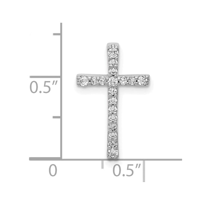 10K White Gold Polished Medium 1/5 ct Diamond Latin Cross Chain Slide