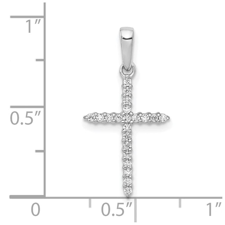 10K White Gold Polished Medium 1/6 ct Diamond Cross Pendant