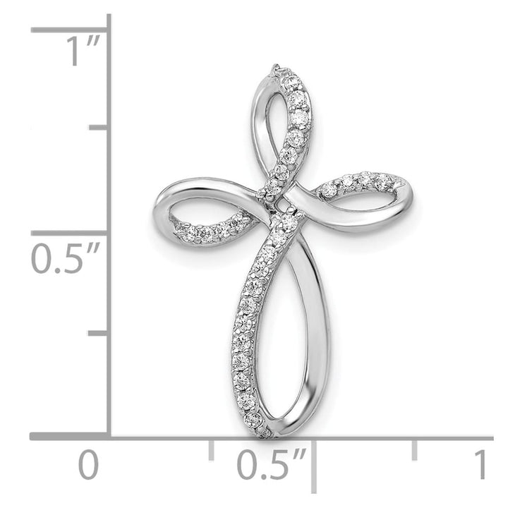10K White Gold Polished Medium 1/6 ct Diamond Cross Slide Pendant