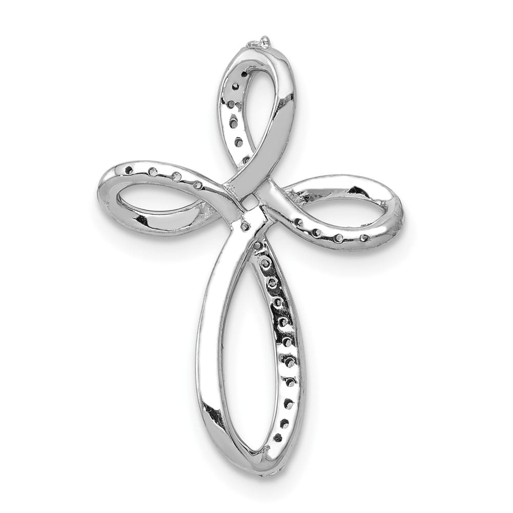 10K White Gold Polished Medium 1/6 ct Diamond Cross Slide Pendant