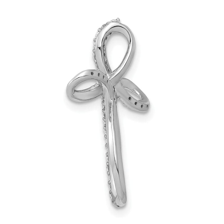 10K White Gold Polished Medium 1/6 ct Diamond Cross Slide Pendant