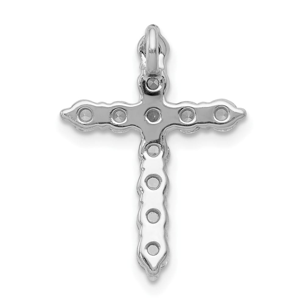10K White Gold Polished Medium 3/4 ct Diamond Cross Chain Slide