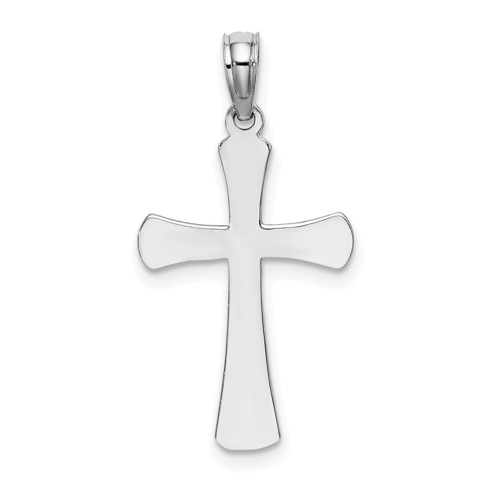 10K White Gold Polished Medium Beveled Cross with Rounded Tips Charm