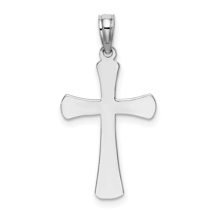 10K White Gold Polished Medium Beveled Cross with Rounded Tips Charm