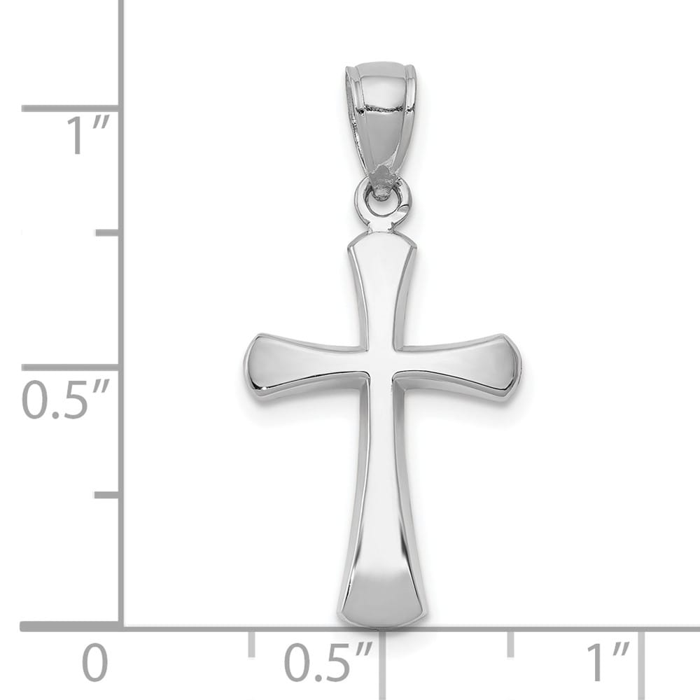10K White Gold Polished Medium Beveled Cross with Rounded Tips Charm
