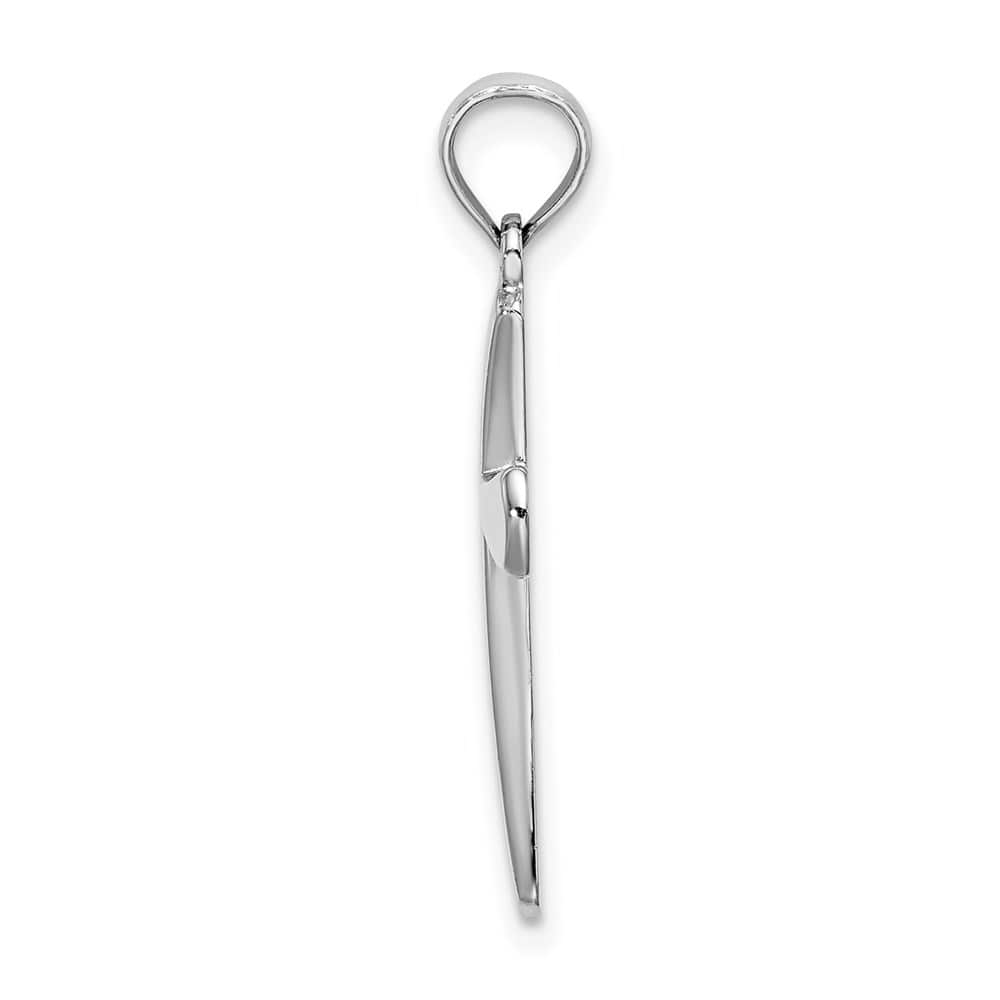10K White Gold Polished Medium Beveled Cross with Rounded Tips Charm