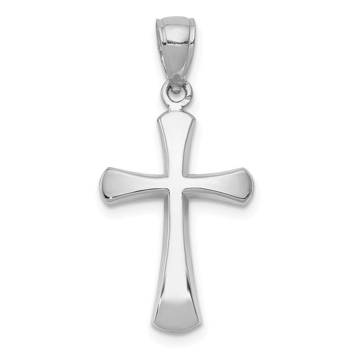 10K White Gold Polished Medium Beveled Cross with Rounded Tips Charm