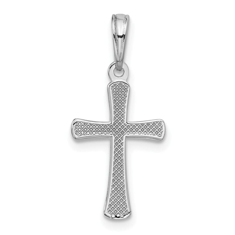 10K White Gold Polished Medium Beveled Cross with Rounded Tips Charm