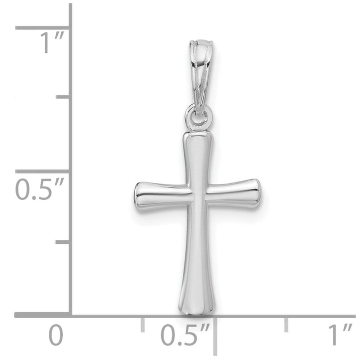10K White Gold Polished Medium Beveled Cross with Rounded Tips Charm