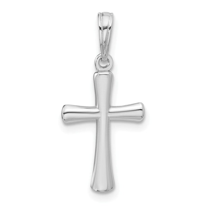 10K White Gold Polished Medium Beveled Cross with Rounded Tips Charm