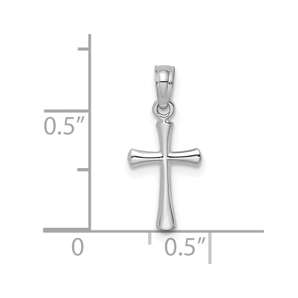 10K White Gold Polished Medium Beveled Cross with Rounded Tips Charm
