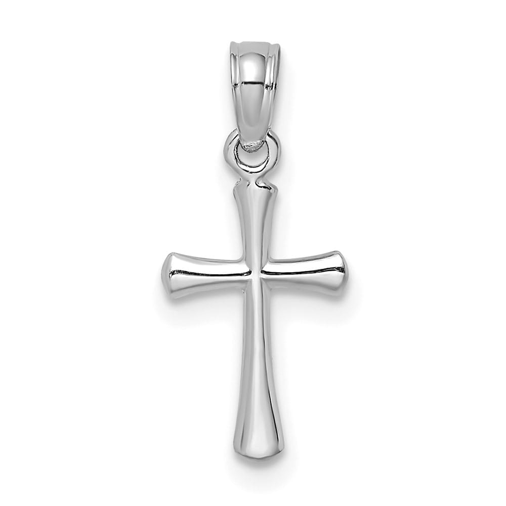 10K White Gold Polished Medium Beveled Cross with Rounded Tips Charm
