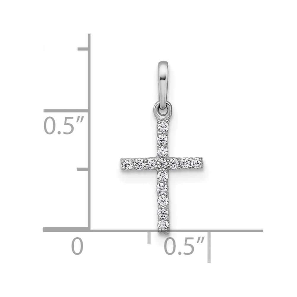 10K White Gold Polished Medium CZ Latin Cross Pendant