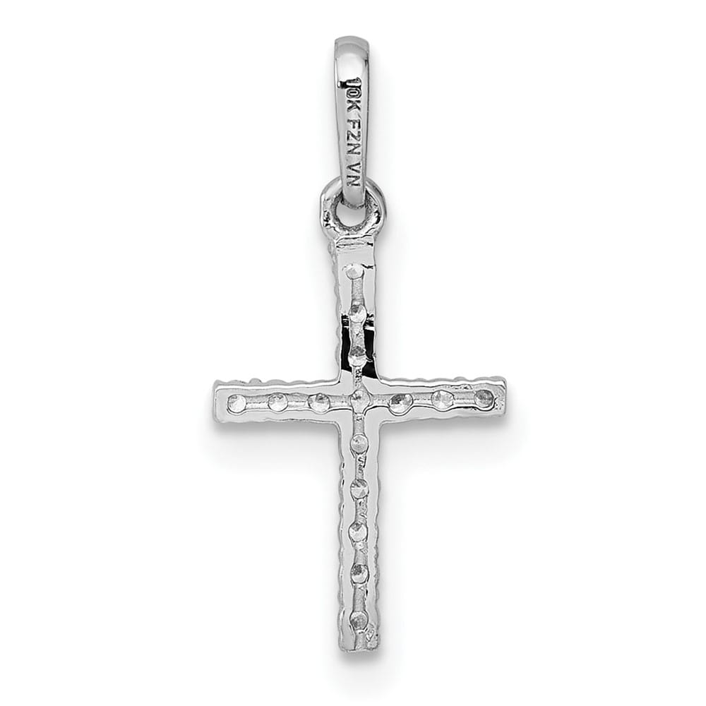 10K White Gold Polished Medium CZ Latin Cross Pendant