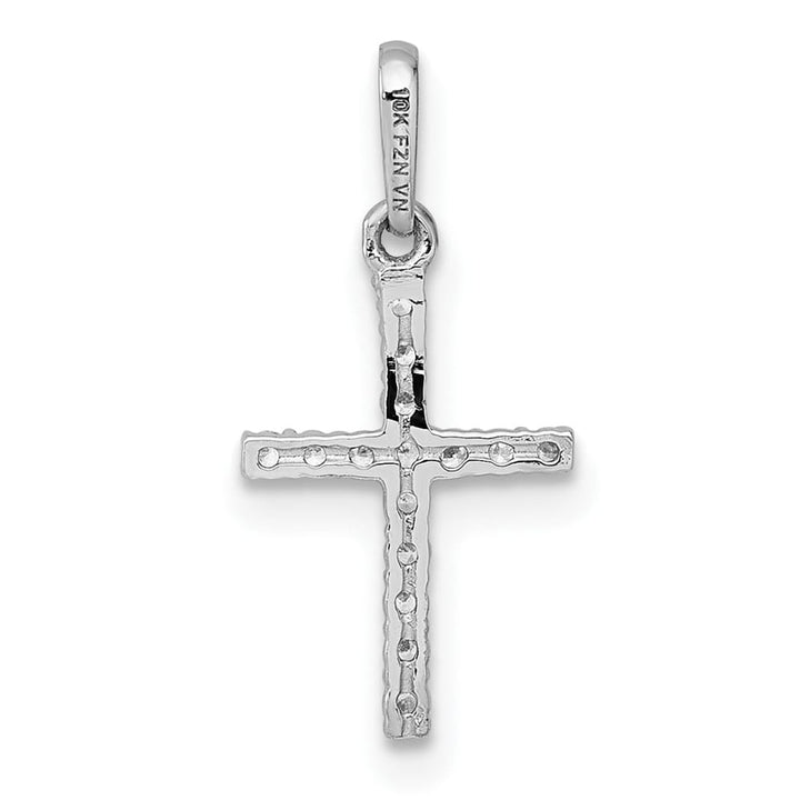10K White Gold Polished Medium CZ Latin Cross Pendant