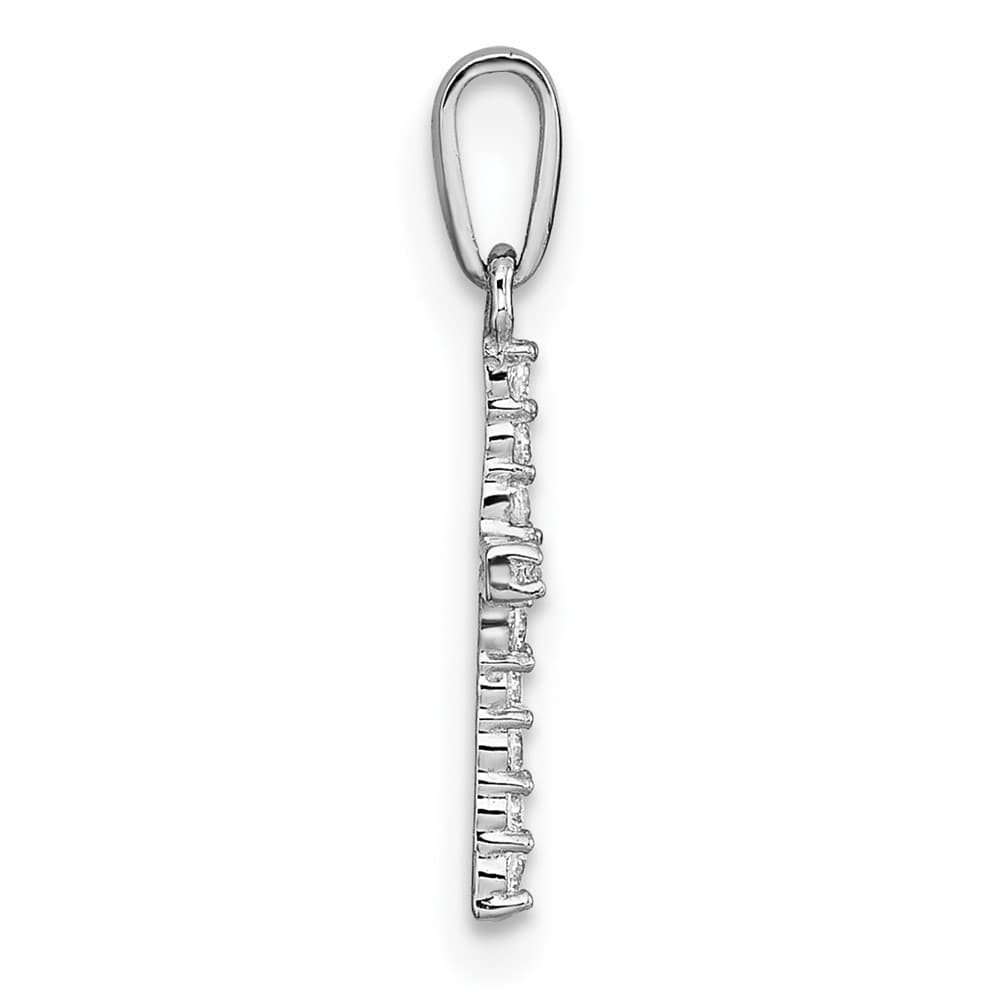 10K White Gold Polished Medium CZ Latin Cross Pendant