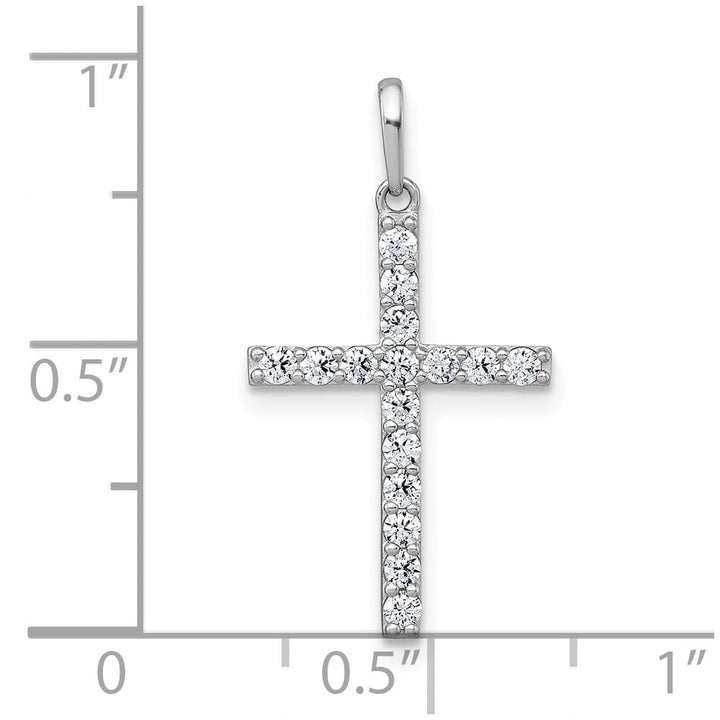 10K White Gold Polished Medium CZ Latin Cross Pendant