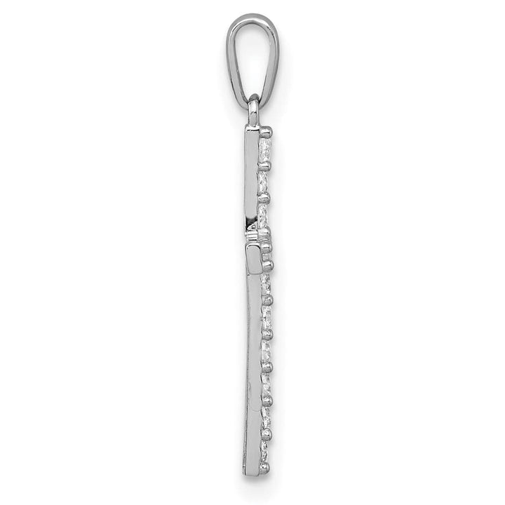 10K White Gold Polished Medium CZ Latin Cross Pendant