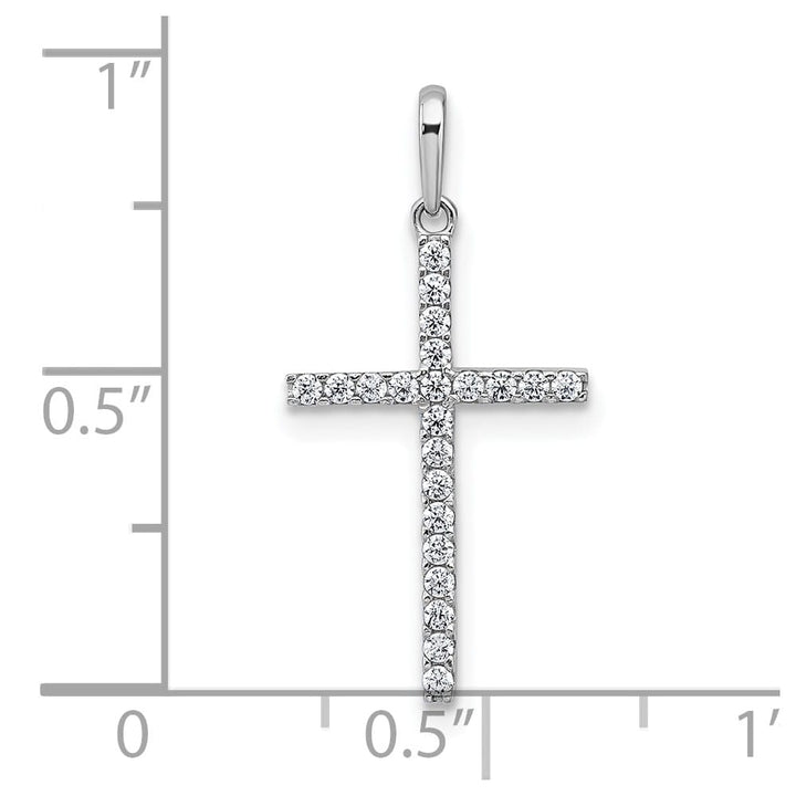 10K White Gold Polished Medium CZ Latin Cross Pendant