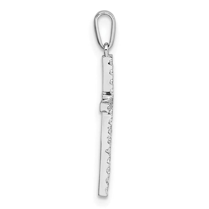 10K White Gold Polished Medium CZ Latin Cross Pendant
