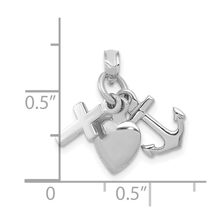 10K White Gold Polished Medium Faith, Hope and Charity Charm