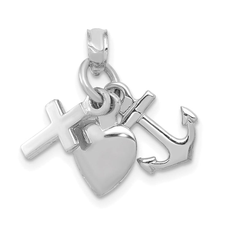 10K White Gold Polished Medium Faith, Hope and Charity Charm