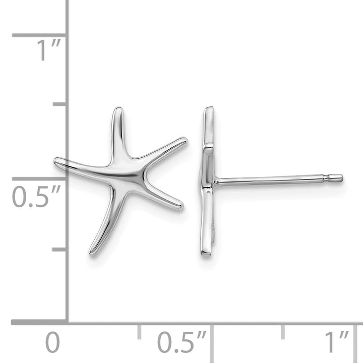 10k White Gold Polished Mini Starfish Post Earrings